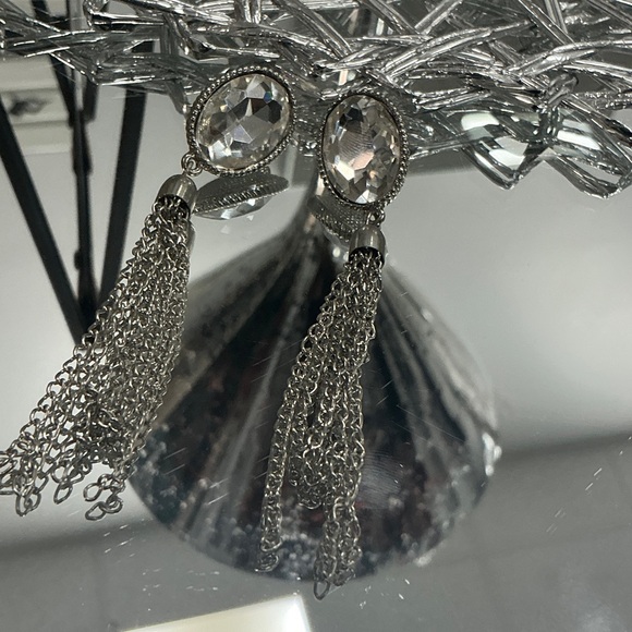 Elegant Silver Tassel Earrings - Picture 2 of 3